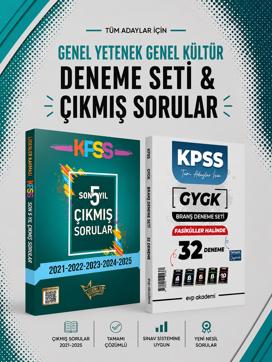 Liderler Karması 2026 KPSS GKGY Son 5 Yıl Çıkmış Sorular & EVP Akademi KPSS Tüm Dersler 32 Deneme Seti