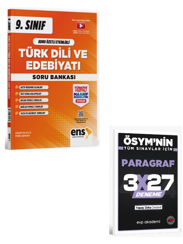 ENS 2027 9. Sınıf Türk Dili ve Edebiyatı Konu Özetli Maarif Modeli Soru Bankası+ EVP Akademi Paragraf