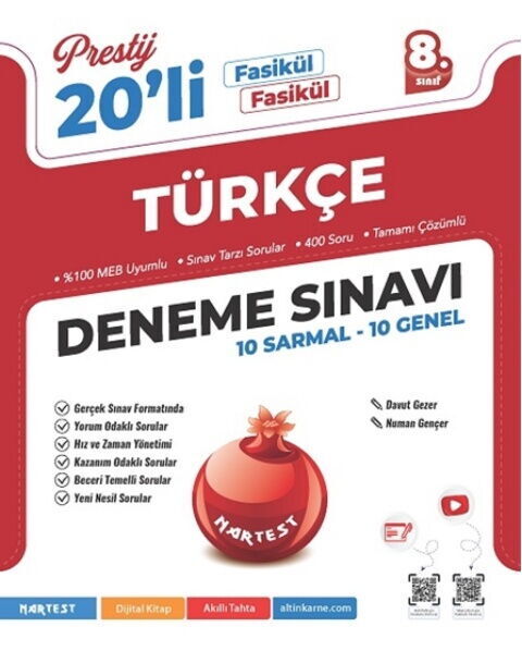 Nartest Yayınları 8. Sınıf Prestij Türkçe 20 Deneme