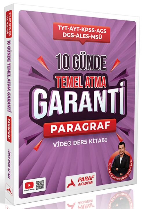 Paraf Akademi YKS TYT AYT KPSS MEB-AGS MSÜ DGS ALES Türkçe Doktoru Paragraf 10 Günde Temel Atma Garanti Video Ders Kitabı - Enes Avcı Paraf Akademi Yayınları