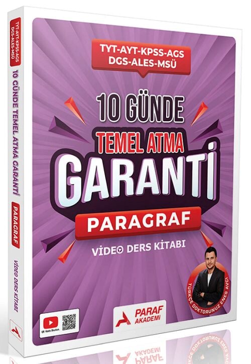 Paraf Yayınları TYT AYT KPSS MEB AGS MSÜ DGS ALES Paragraf 10 Günde Temel Atma Garanti Video Ders Kitabı