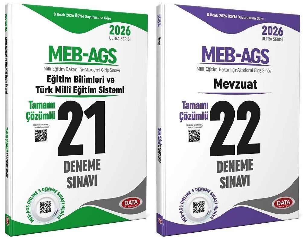 Data 2026 MEB-AGS Eğitim Bilimleri ve Türk Milli Eğitim Sistemi + Mevzuat 21+22 Deneme 2 li Set Ultra Serisi Data Yayınları