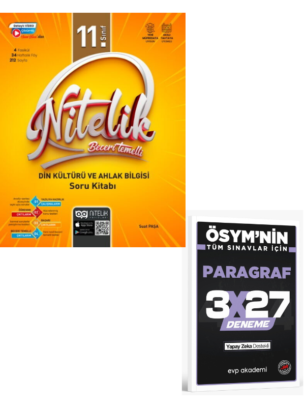 Nitelik 2027 11. Sınıf Din Kültürü ve Ahlak Bilgisi Beceri Temelli Soru Kitabı+ EVP Akademi Paragraf