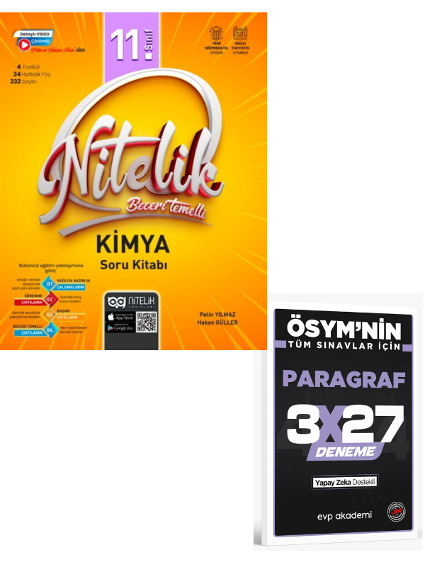 Nitelik 2027 11. Sınıf Kimya Beceri Temelli Soru Kitabı+ EVP Akademi Paragraf