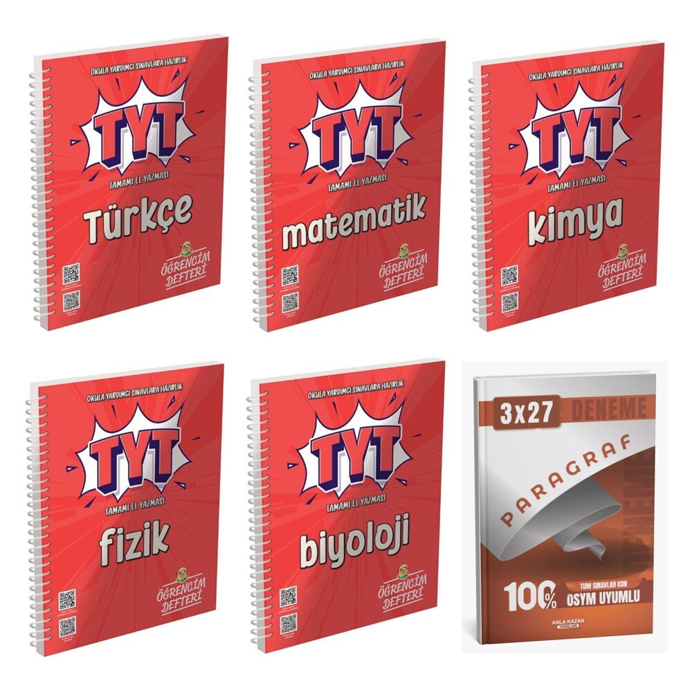 2027 Murat TYT Defteri Ogrencim Türkçe + Matematik + Kimya + Fizik + Biyoloji