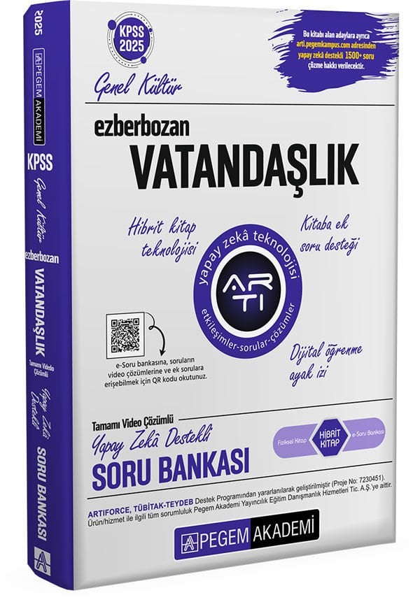 Pegem 2025 KPSS Vatandaşlık Ezberbozan Soru Bankası Video Çözümlü Pegem Akademi Yayınları