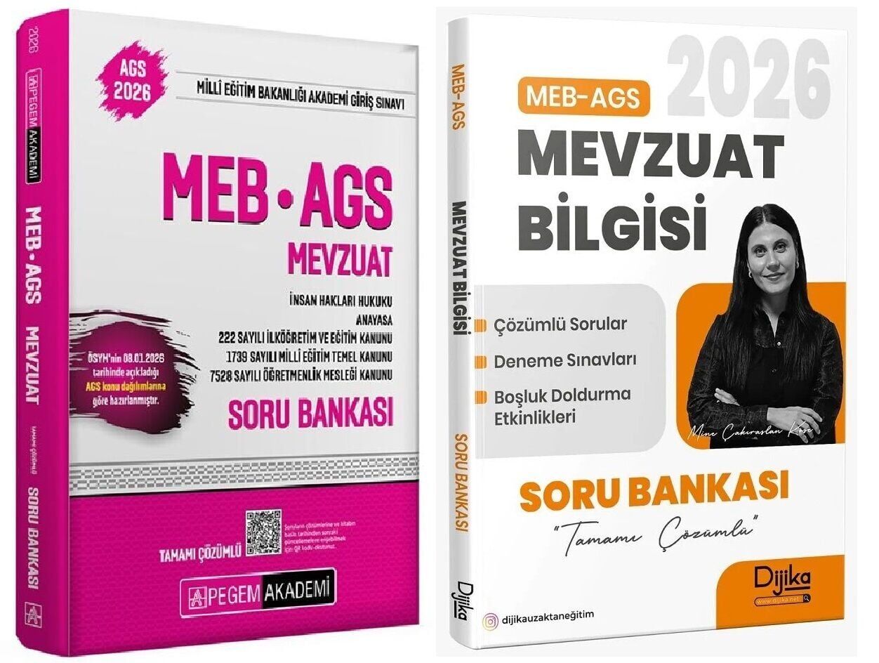 YENİ AGS - Pegem + Dijika 2026 MEB-AGS Mevzuat Bilgisi Soru Bankası 2 li Set Pegem Akademi + Dijika Yayınları