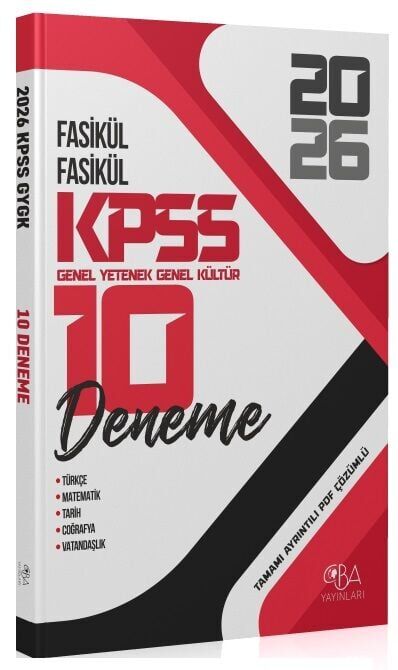 CBA Yayınları 2026 KPSS Genel Yetenek Genel Kültür 10 Deneme Fasikül Çözümlü CBA Yayınları