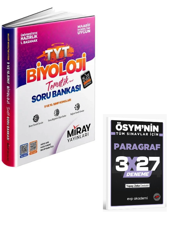 Miray 2027 YKS TYT Biyoloji Tematik Marif Modeli Soru Bankası+EVP Akademi Paragraf