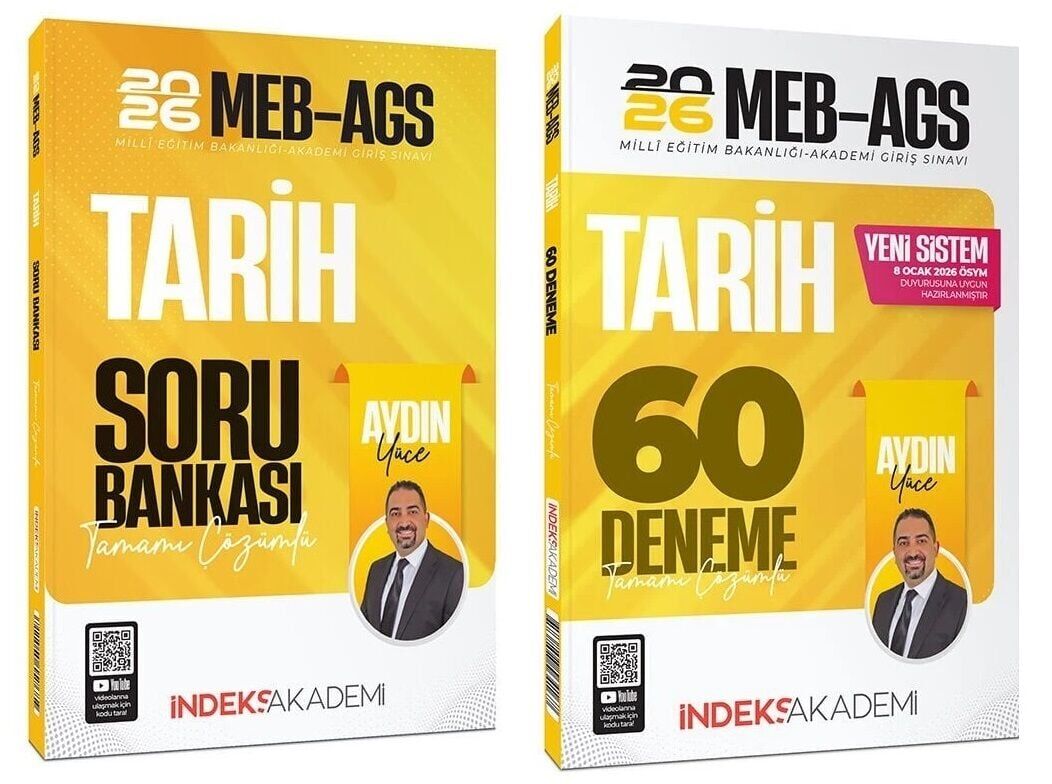İndeks Akademi 2026 MEB-AGS Tarih Soru Bankası + 60 Deneme 2 li Set - Aydın Yüce İndeks Akademi Yayıncılık