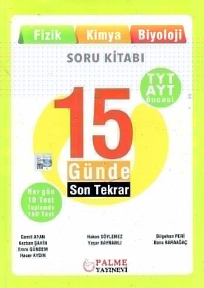 Palme Yayınları TYT AYT Öncesi Fizik Kimya Biyoloji 15 Günde Son Tekrar Soru Kitabı