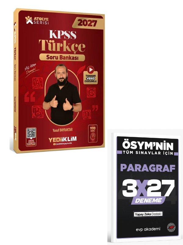 Yediiklim 2027 KPSS Türkçe Atölye Soru Bankası Çözümlü+ EVP Akademi Paragraf