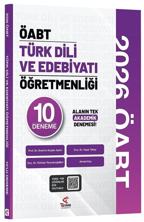 Tekrar Akademi 2026 ÖABT MEB-AGS Türk Dili ve Edebiyatı Öğretmenliği 10 Deneme Çözümlü Tekrar Akademi Yayınları
