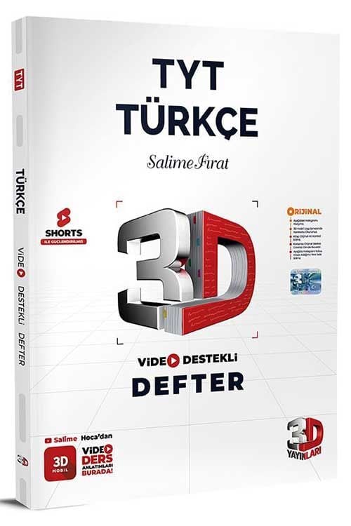 3D Yayınları YKS TYT Türkçe Video Destekli Defter 3D Yayınları