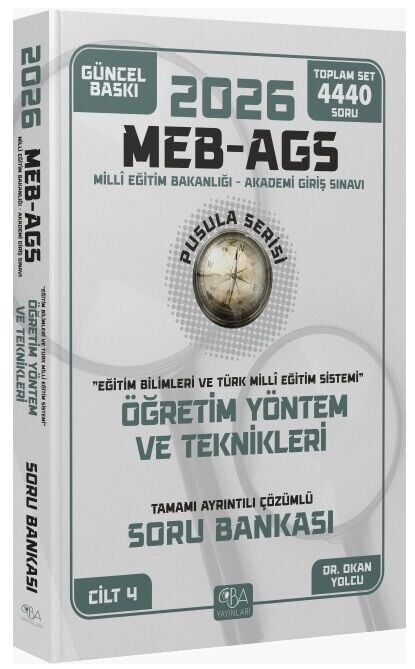 CBA Yayınları 2026 MEB-AGS Eğitim Bilimleri Öğretim Yöntem ve Teknikleri Soru Bankası Çözümlü Pusula Serisi CBA Yayınları
