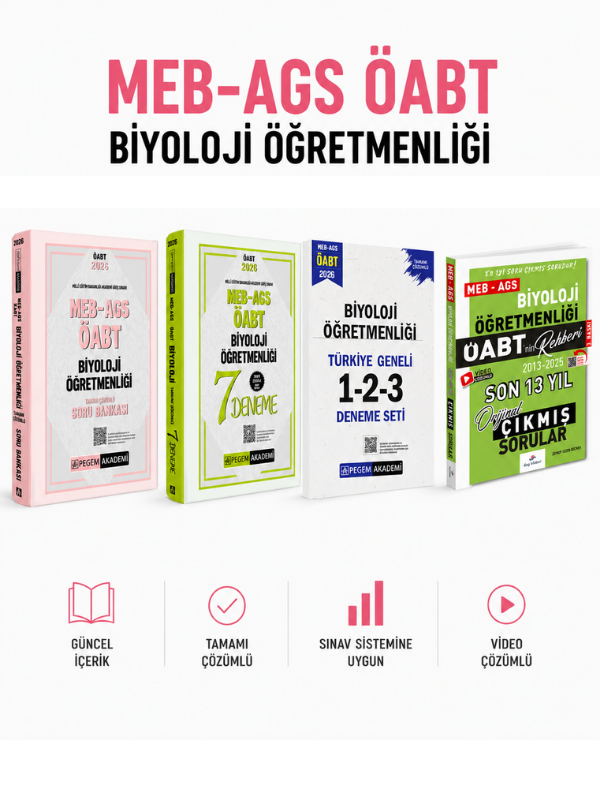 Pegem 2026 ÖABT Biyoloji Soru Bankası & Deneme & Dizgi Kitap Biyoloji Çıkmış Soru Seti