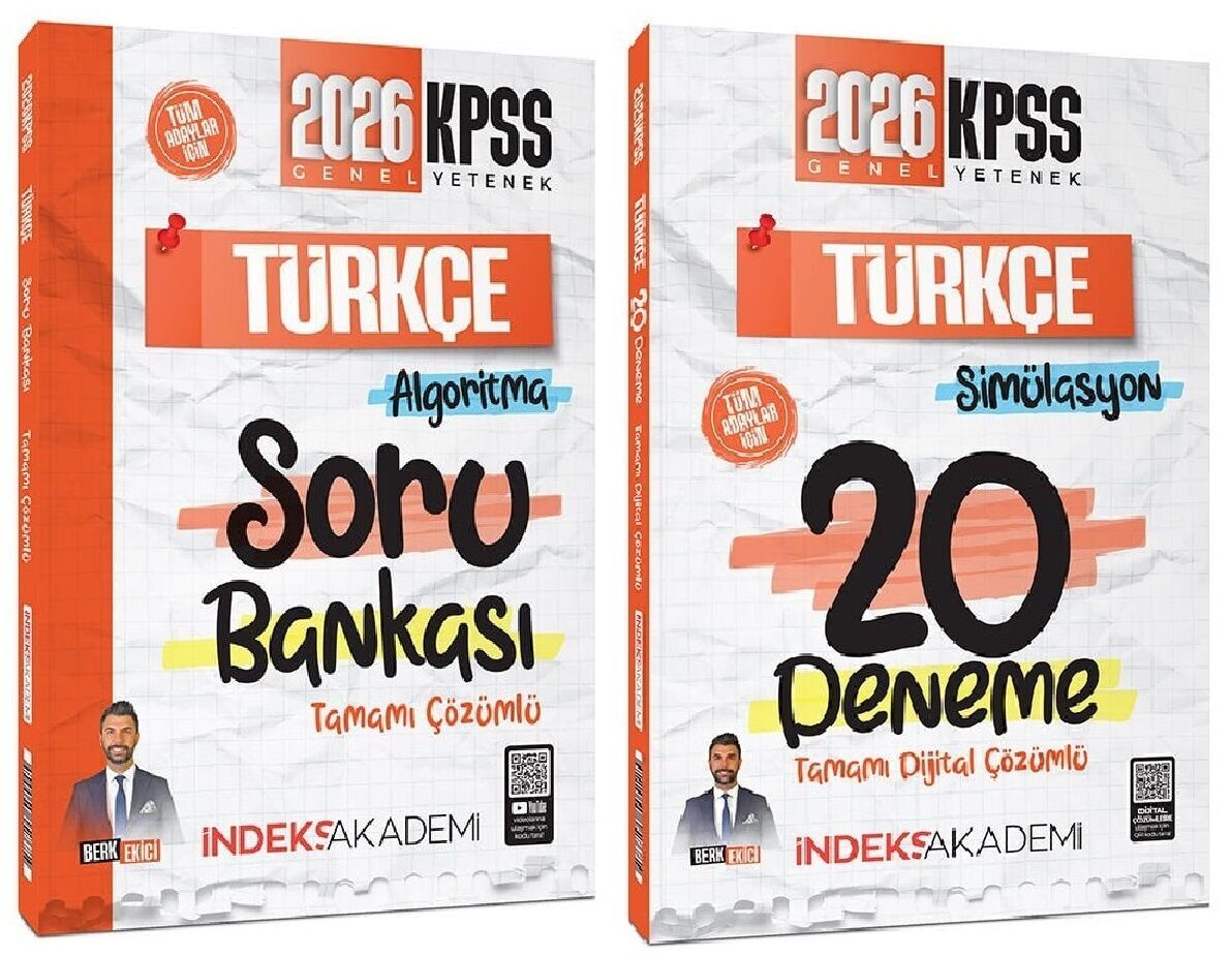 İndeks Akademi 2026 KPSS Türkçe Soru Bankası + 20 Deneme 2 li Set - Berk Ekici İndeks Akademi Yayıncılık