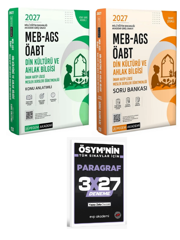 Pegem 2027 ÖABT MEB-AGS Din Kültürü ve Ahlak Bilgisi Öğretmenliği Konu Anlatımlı + Soru Bankası 2 li Set+EVP Akademi Paragraf