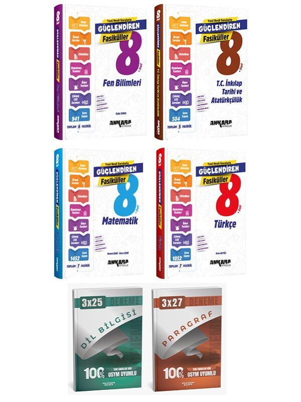 Ankara + Anla Kazan 2026 LGS Türkçe+Matematik+Fen+İnkılap Fasikülleri + AnlaKazan Denem 6 lı Set