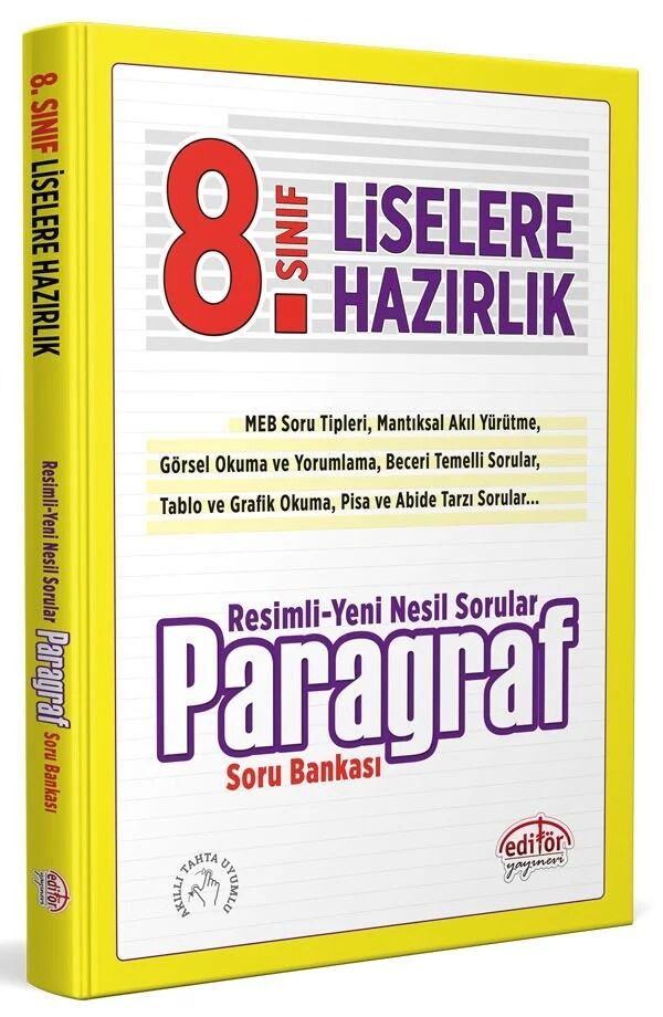Editör Yayınları 8. Sınıf Resimli Yeni Nesil Sorularla Paragraf Soru Bankası