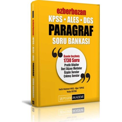 Pegem Akademi Yayıncılık KPSS ALES DGS Ezberbozan Paragraf Soru Bankası