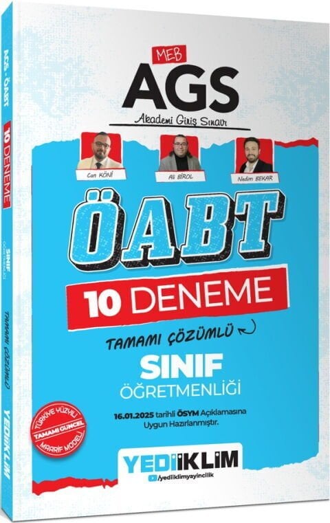 Yediiklim ÖABT MEB-AGS Sınıf Öğretmenliği 10 Deneme Çözümlü - Can Köni, Ali Birol, Nedim Bekar Yediiklim Yayınları
