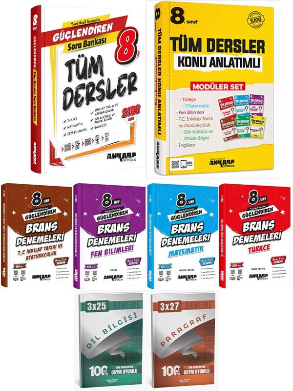 Ankara + Anla Kazan 2026 LGS Tüm Dersler Konu+Soru+Deneme + Anla Kazan Deneme 8 li Set