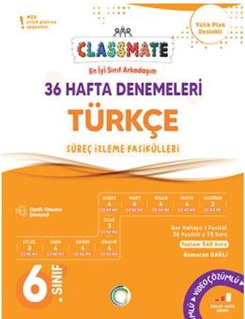 Okyanus Yayınları 6. Sınıf Türkçe Classmate 36 Hafta Denemeleri