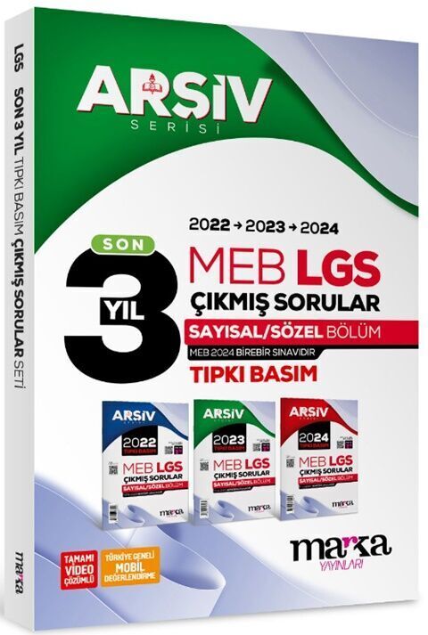 Marka 8. Sınıf LGS Çıkmış Sorular Son 3 Yıl Tıpkı Basım Arşiv Serisi Çözümlü Marka Yayınları