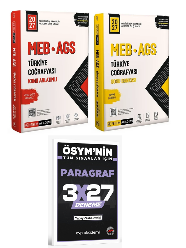 Pegem 2027 MEB-AGS Türkiye Coğrafyası Konu Anlatımlı + Soru Bankası 2 li Set+ EVP Akademi Paragraf