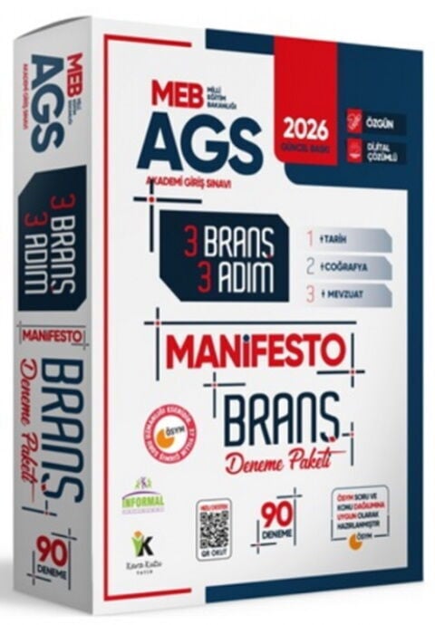 İnformal Yayınları 2026 MEB AGS Tarih Coğrafya Mevzuat 3 Adım 3lü Manifesto 90 Adet Dijital Çözümlü Branş Deneme