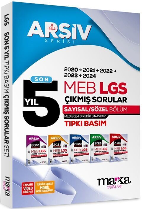 Marka 8. Sınıf LGS Çıkmış Sorular Son 5 Yıl Tıpkı Basım Arşiv Serisi Çözümlü Marka Yayınları