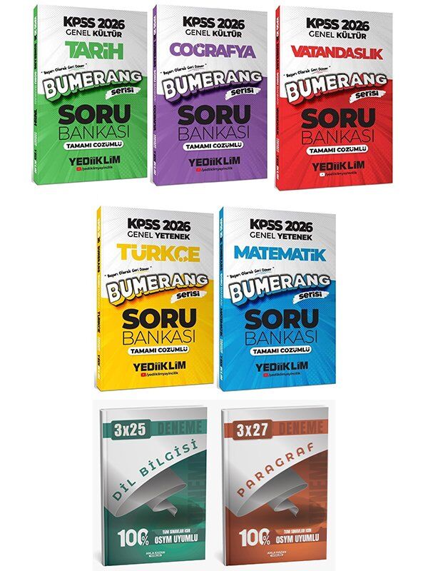 Yediiklim 2026 KPSS Genel Yetenek Genel Kültür Bumerang Soru Bankası 5 li Set Anla Kazan Deneme