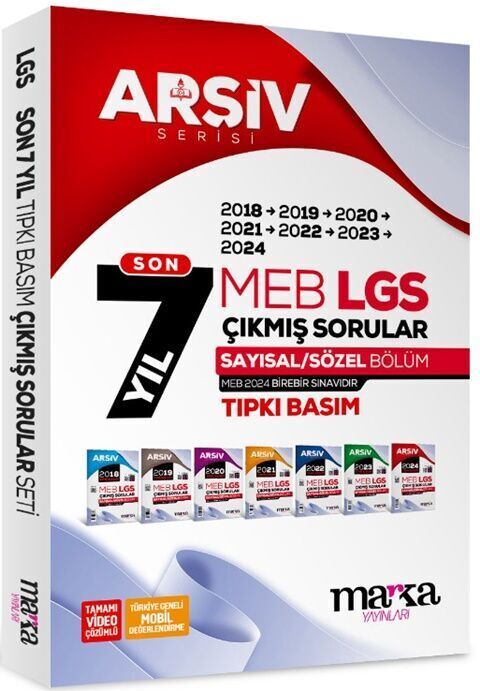 Marka 8. Sınıf LGS Çıkmış Sorular Son 7 Yıl Tıpkı Basım Arşiv Serisi Çözümlü Marka Yayınları