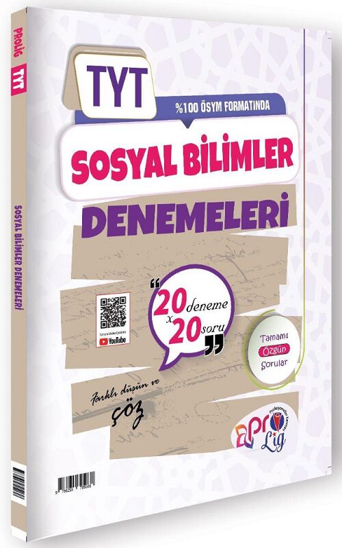 Prolig YKS TYT Sosyal Bilimler 20 Deneme Çözümlü Prolig Yayınları