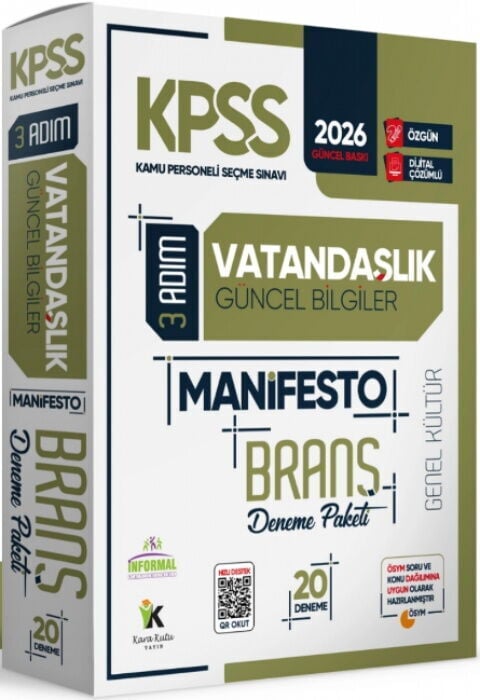 İnformal Yayınları 2026 KPSS Genel Kültür 3 Adım Vatandaşlık Manifesto 20 Deneme