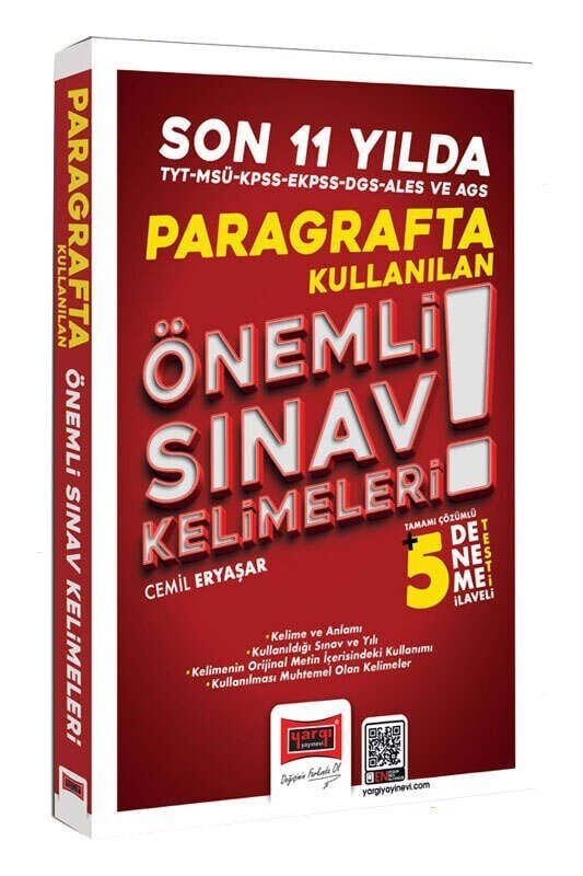 Yargı KPSS MEB-AGS EKPSS ALES DGS TYT MSÜ Paragrafta Son 11 Yılda Kullanılan Önemli Sınav Kelimeleri (5 Deneme İlaveli) Yargı Yayınları