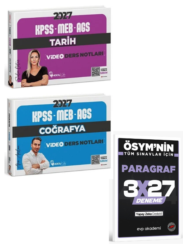 Hoca Kafası 2027 MEB-AGS Tarih + Coğrafya Video Ders Notları 2 li Set+ EVP Akademi Paragraf
