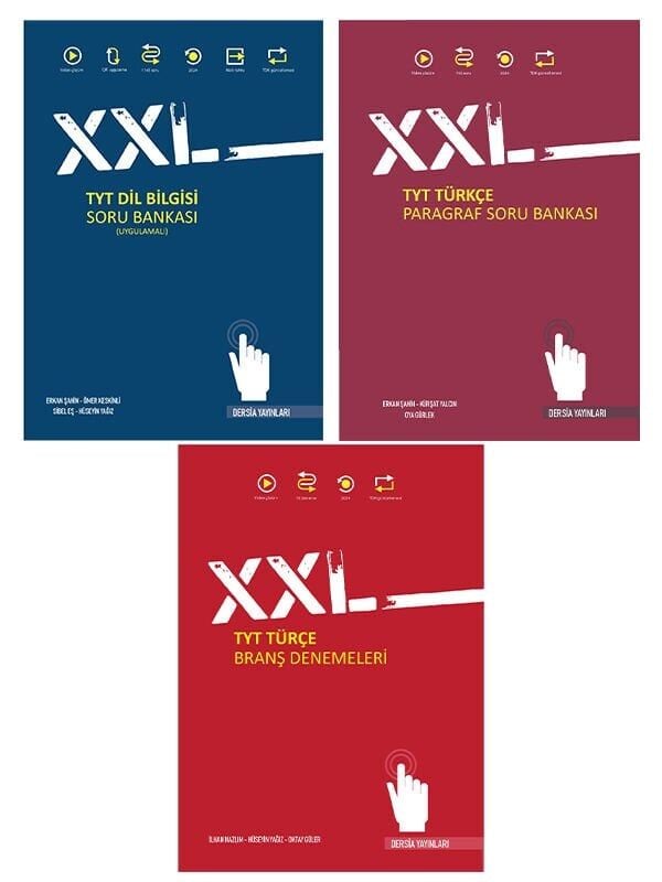 Dersia  XXL TYT Dil Bilgisi Soru + Paragraf Soru + Türkçe 10 Deneme 3 lü Set