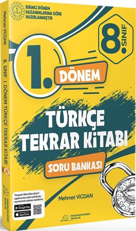 Paragrafın Şifresi Yayınları 8. Sınıf 1. Dönem Türkçe Tekrar Kitabı