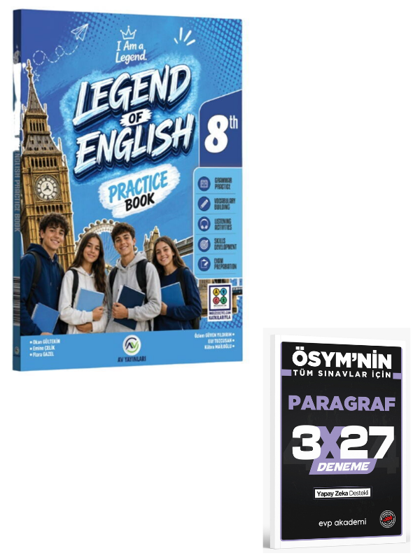 Av 2027 8. Sınıf İngilizce Legend Of English Practice Book+ EVP Akademi Paragraf