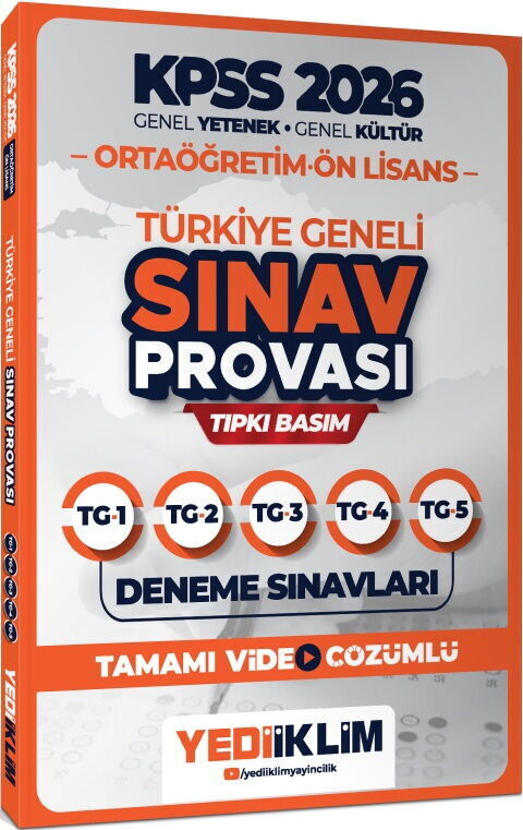 Yediiklim 2026 KPSS Ortaöğretim Ön Lisans GY GK Türkiye Geneli Sınav Provası Tıpkı Basım Deneme