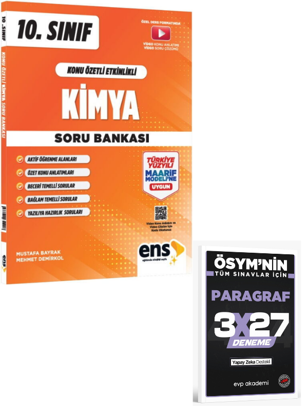ENS 2027 10. Sınıf Kimya Konu Özetli Etkinlikli Soru Bankası+ EVP Akademi Paragraf