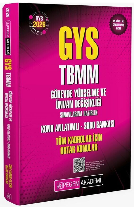 Pegem 2026 GYS TBMM Tüm Kadrolar İçin Ortak Konular Konu Anlatımlı Soru Bankası Görevde Yükselme Ünvan Değişikliği Pegem Akademi Yayınları
