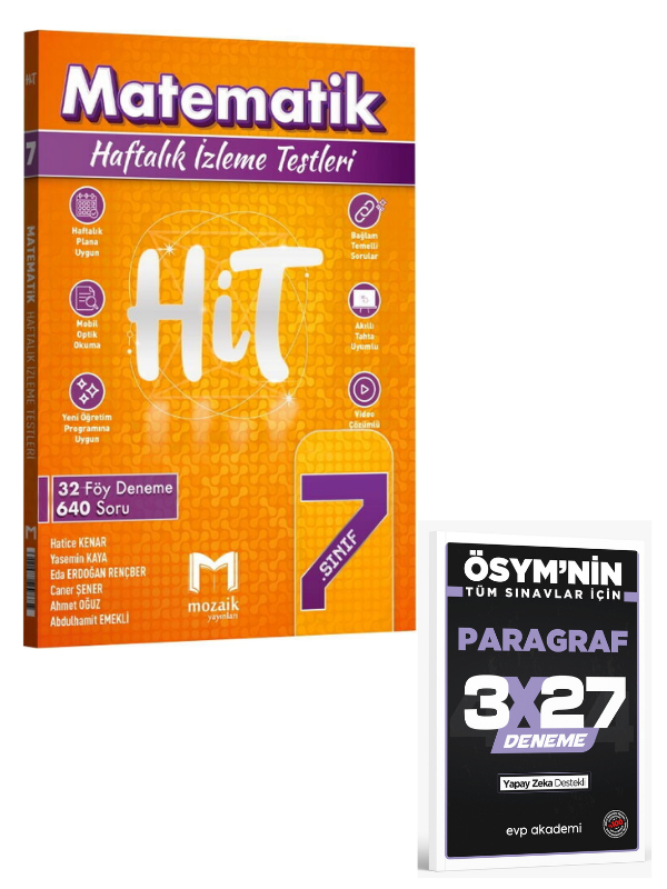 Mozaik 2027  7. Sınıf Matematik HİT 32 Deneme+ EVP Akademi Paragraf