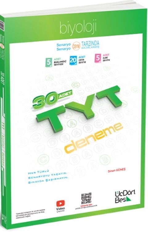 ÜçDörtBeş Yayınları TYT Biyoloji 30 Deneme
