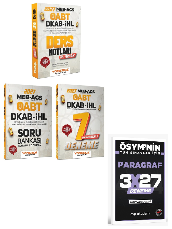 Yönerge 2027 ÖABT MEB-AGS DKAB Din Kültürü ve Ahlak Bilgisi Ders Notları + Soru Bankası + 7 Deneme 3 lü Set+ EVP Akademi Paragraf