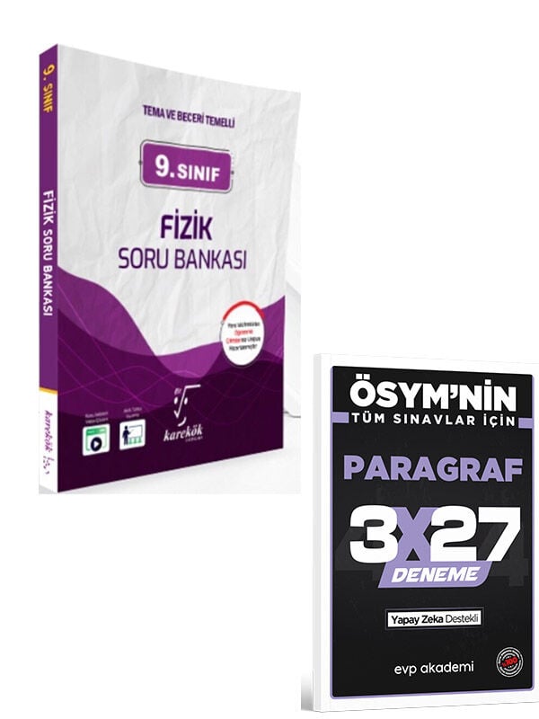 Karekök 2027 9. Sınıf Fizik Soru Bankası+EVP Akademi 3x27 Paragraf Deneme