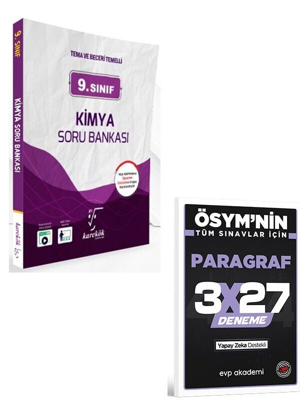 Karekök 2027 9. Sınıf Kimya Soru Bankası+EVP Akademi 3x27 Paragraf Deneme