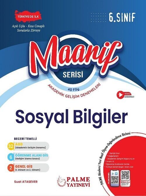 Palme 6. Sınıf Sosyal Bilgiler Haftalık 40 Deneme Maarif Serisi Palme Yayınları